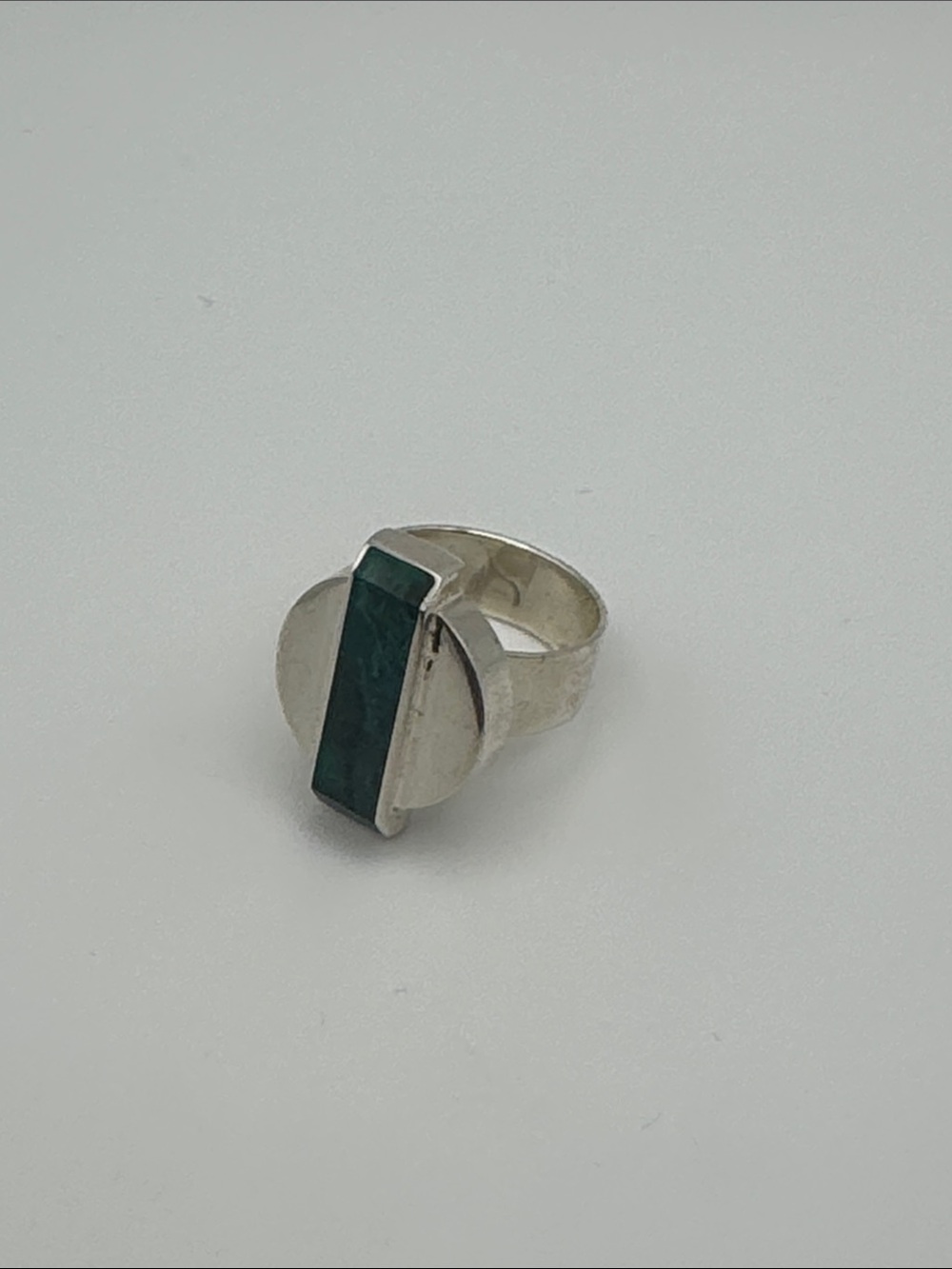 Sterling Silver Women’s Green Stone Geometric Ring